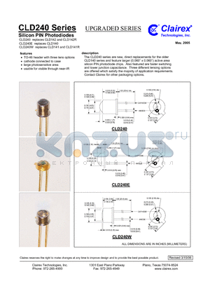 CLD240W datasheet - Silicon PIN Photodiodes