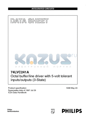 74LVC241A datasheet - Octal buffer/line driver with 5-volt tolerant inputs/outputs 3-State