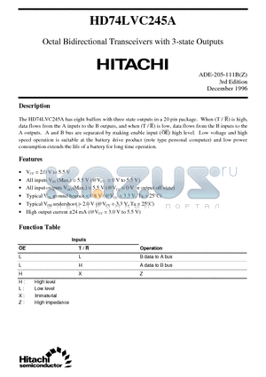 74LVC245 datasheet - Octal Bidirectional Transceivers with 3-state Outputs