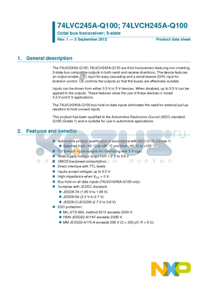 74LVC245ABQ-Q100 datasheet - Octal bus transceiver; 3-state