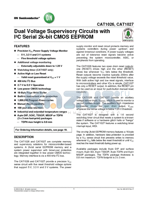CAT1026LI-30-G datasheet - Dual Voltage Supervisory Circuits with IbC Serial 2k-bit CMOS EEPROM