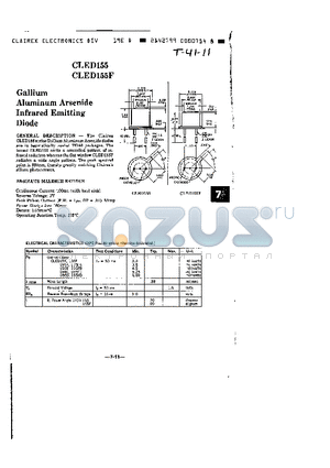 CLED155F datasheet - Gallium Aluminum Arsenide Infrared Emitting Diode