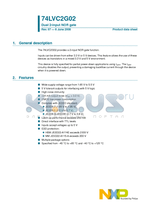 74LVC2G02DC datasheet - Dual 2-input NOR gate