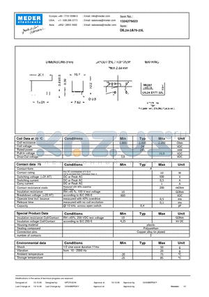 DIL24-2A75-23L datasheet - DIL Reed Relays