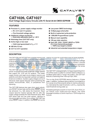 CAT1026UE-45TE13 datasheet - Dual Voltage Supervisory Circuits with I2C Serial 2k-bit CMOS EEPROM