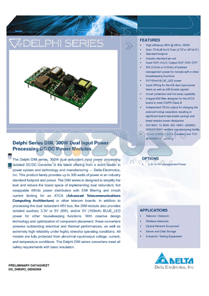 DIM050300SFA datasheet - Delphi Series DIM, 300W Dual Input Power Processing DC/DC Power Modules