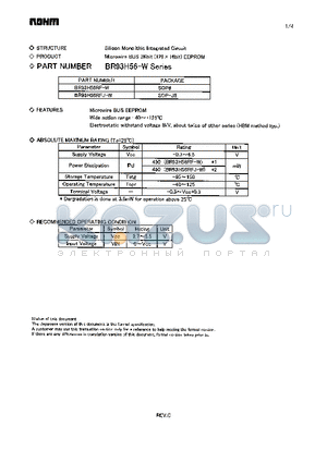 BR93H56RFJ-W datasheet - Microwire Bus 2Kbit (128 x 16bit) EEPROM