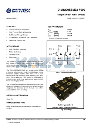 DIM1200ESM33-F000 datasheet - Single Switch IGBT Module
