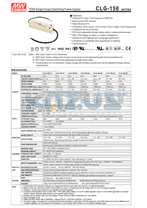 CLG-150-30 datasheet - 150W Single Output Switching Power Supply