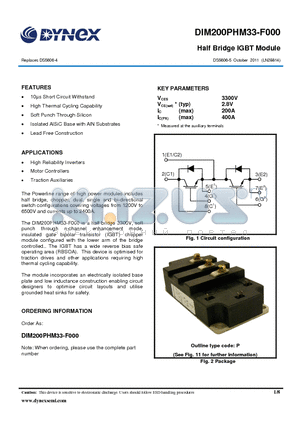 DIM200PHM33-F000 datasheet - Half Bridge IGBT Module