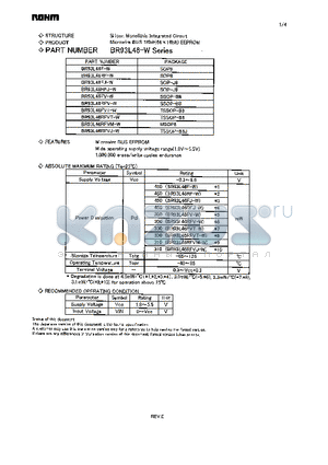 BR93L46RFJ-W datasheet - Microwire BUS 1Kbit(64 x 16bit) EEPROM