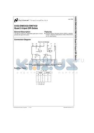 5432DMQB datasheet - QUAD 2-INPUT OR GATES