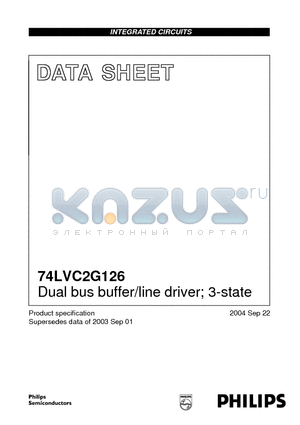 74LVC2G126 datasheet - Dual bus buffer/line driver; 3-state
