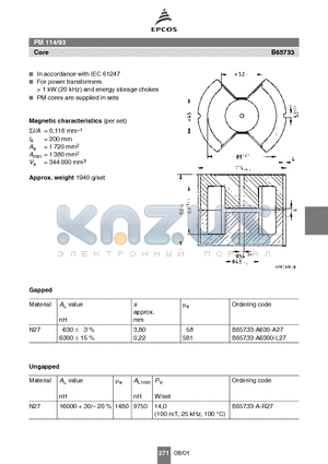 B65733 datasheet - PM 114/93 In accordance with IEC 61247