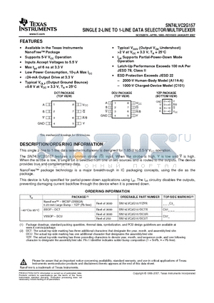 74LVC2G157DCURG4 datasheet - SINGLE 2-LINE TO 1-LINE DATA SELECTOR/MULTIPLEXER