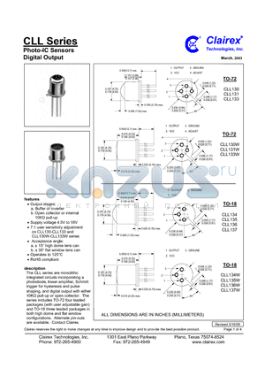 CLL datasheet - Photo-IC Sensors Digital Output