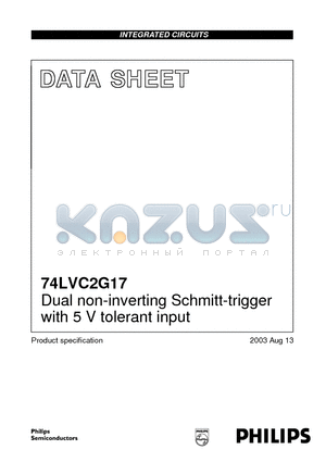 74LVC2G17GV datasheet - Dual non-inverting Schmitt-trigger with 5 V tolerant input