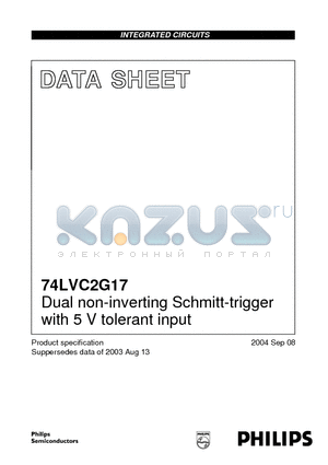 74LVC2G17GW datasheet - Dual non-inverting Schmitt-trigger with 5 V tolerant input