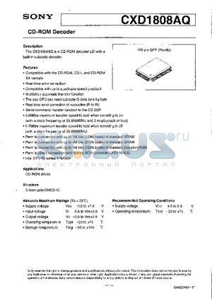 CXD1808AQ datasheet - CD-ROM DECODER