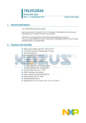 74LVC2G34GF datasheet - Dual buffer gate