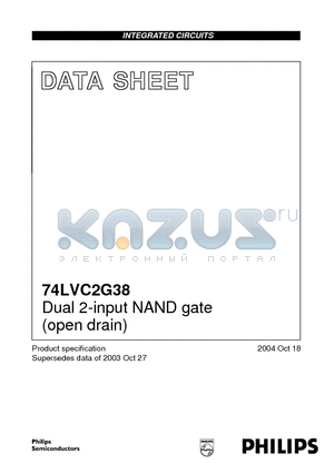74LVC2G38 datasheet - Dual 2-input NAND gate (open drain)