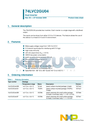 74LVC2GU04GV datasheet - Dual inverter