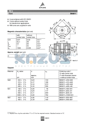 B65811-J-R30 datasheet - RM cores are supplied in sets