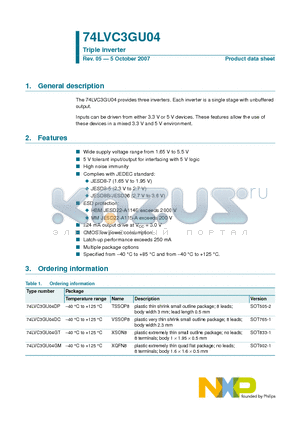 74LVC3GU04DP datasheet - Triple inverter