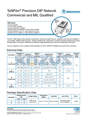 DIP-1987-02-1001FB datasheet - TaNFilm^ Precision DIP Network Commercial and MIL Qualified