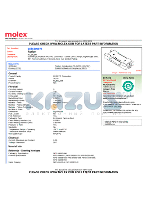 54550-0971 datasheet - 0.50mm (.020