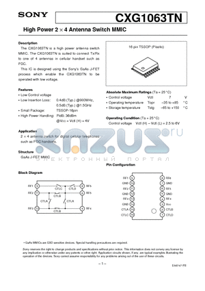 CXG1063TN datasheet - High Power 2 d 4 Antenna Switch MMIC