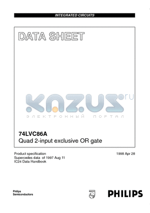 74LVC86A datasheet - Quad 2-input exclusive OR gate