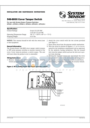 546-8000 datasheet - Cover Tamper Switch