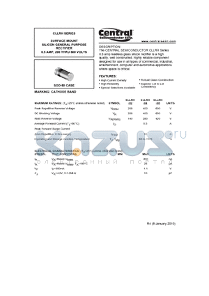 CLLRH-06 datasheet - SURFACE MOUNT SILICON GENERAL PURPOSE RECTIFIER 0.5 AMP, 200 THRU 600 VOLTS