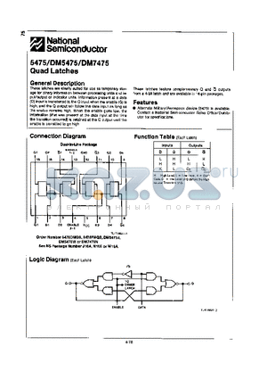 5475 datasheet - QUAD LATCHES