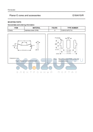 CLM-PLT18 datasheet - Planar E cores and accessories