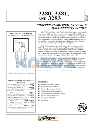 A3280ELT-T datasheet - CHOPPER-STABILIZED, PRECISION HALL-EF FECT LATCHES