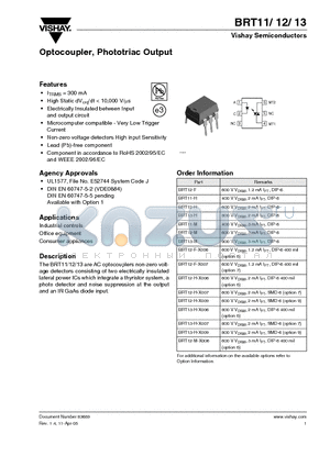 BRT12-H datasheet - Optocoupler, Phototriac Output
