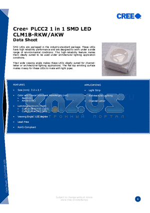 CLM1B-RKW datasheet - PLCC2 1 in 1 SMD LED