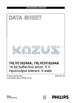 74LVCH16244A datasheet - 16-bit buffer/line driver; 5V input/output tolerant 3-State