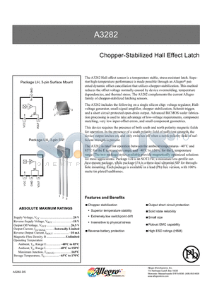 A3282EUA-T datasheet - Chopper-Stabilized Hall Effect Latch