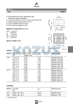 B65843-P-Y38 datasheet - Recommended for xDSL applications with transformer height constraints
