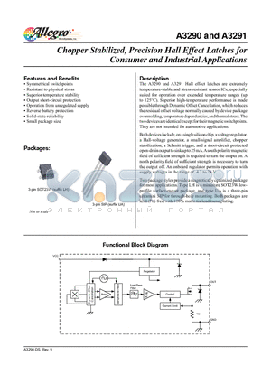 A3290 datasheet - Chopper Stabilized, Precision Hall Effect Latches