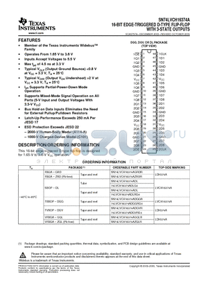 74LVCH16374ADGVRG4 datasheet - 16-BIT EDGE-TRIGGERED D-TYPE FLIP-FLOP WITH 3-STATE OUTPUTS