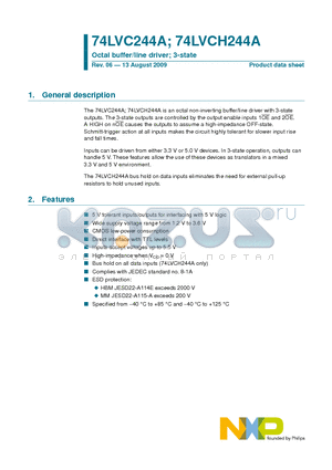 74LVCH244ADB datasheet - Octal buffer/line driver; 3-state