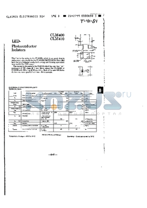 CLM400 datasheet - LED-PHOTOCONDUCTOR ISOLATORS
