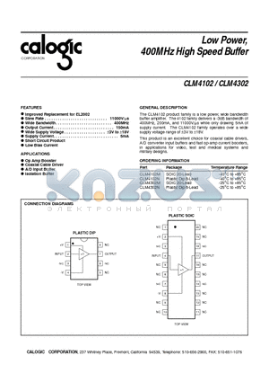 CLM4102N datasheet - Low Power, 400MHz High Speed Buffer