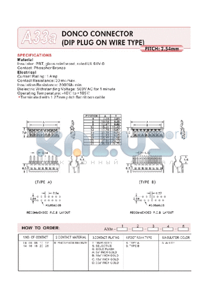 A33A04BTB5 datasheet - DONCO CONNECTOR (DIP PLUG ON WIRE TYPE)