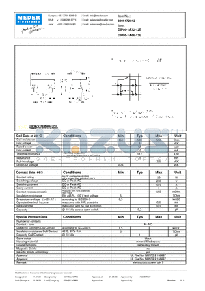 DIP05-1A72-12E datasheet - DIP Reed Relay