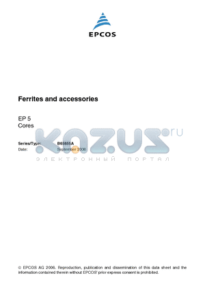 B65855A0016A038 datasheet - Ferrites and accessories